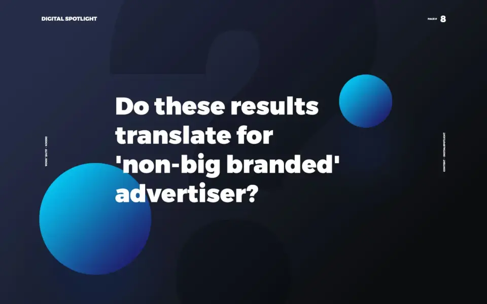 Digital Spotlight deck slide asking whether these results translate for non-big branded advertisers