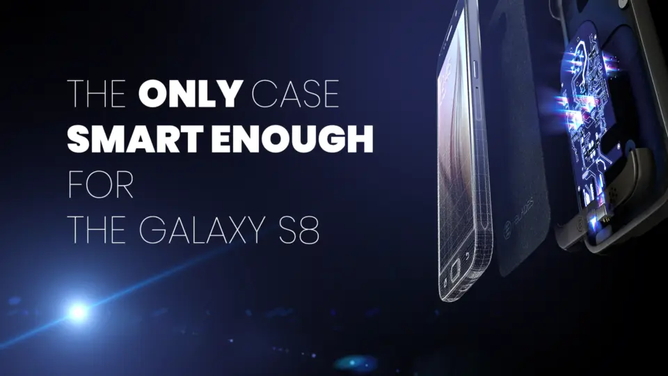 i-BLADES smartphone case hero design: the most advanced case in the world, with glowing white light rings