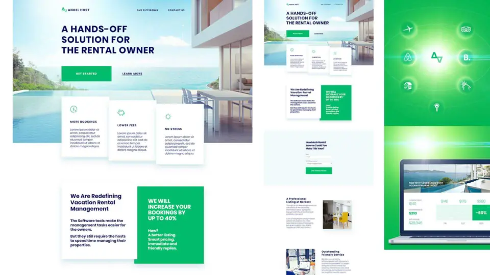 Landing page design for a scar treatment product: pink gradient hero with a smiling woman and a start now button